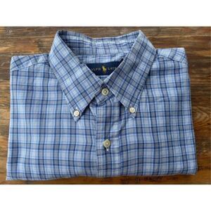 Ralph Lauren Men's Plaid Button-Down Long Sleeve Shirt Blue Size‎ Large